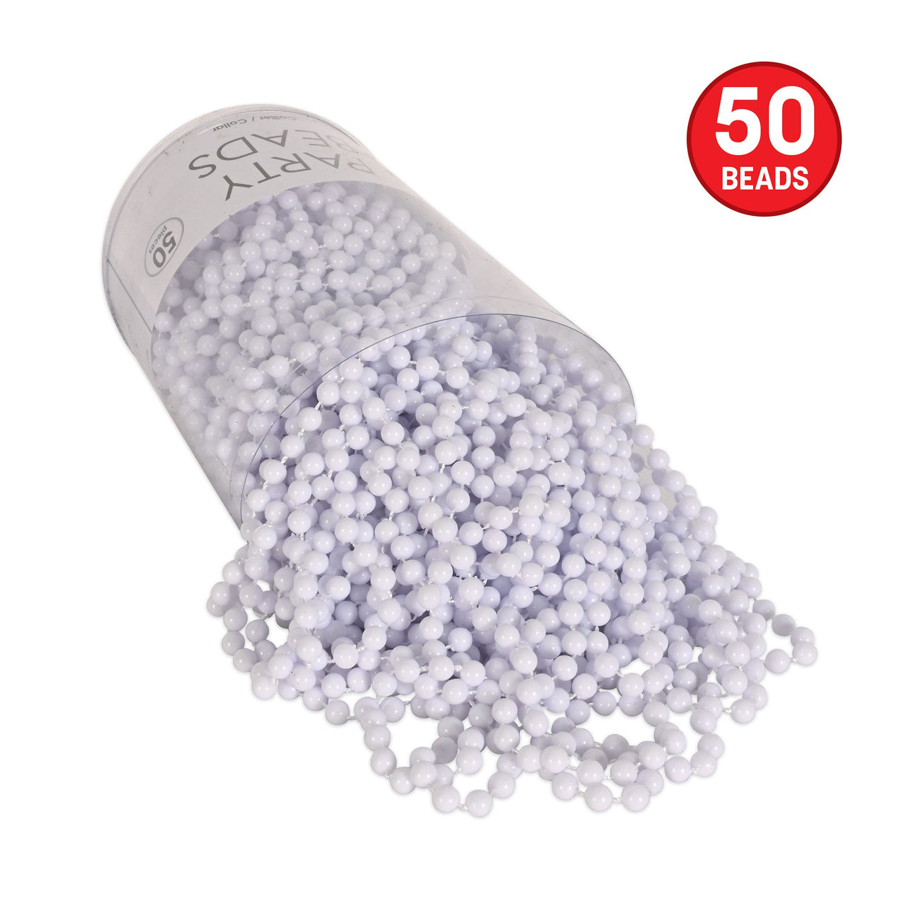 White Party Beads - 7mm x 33 inch (50/Pkg)