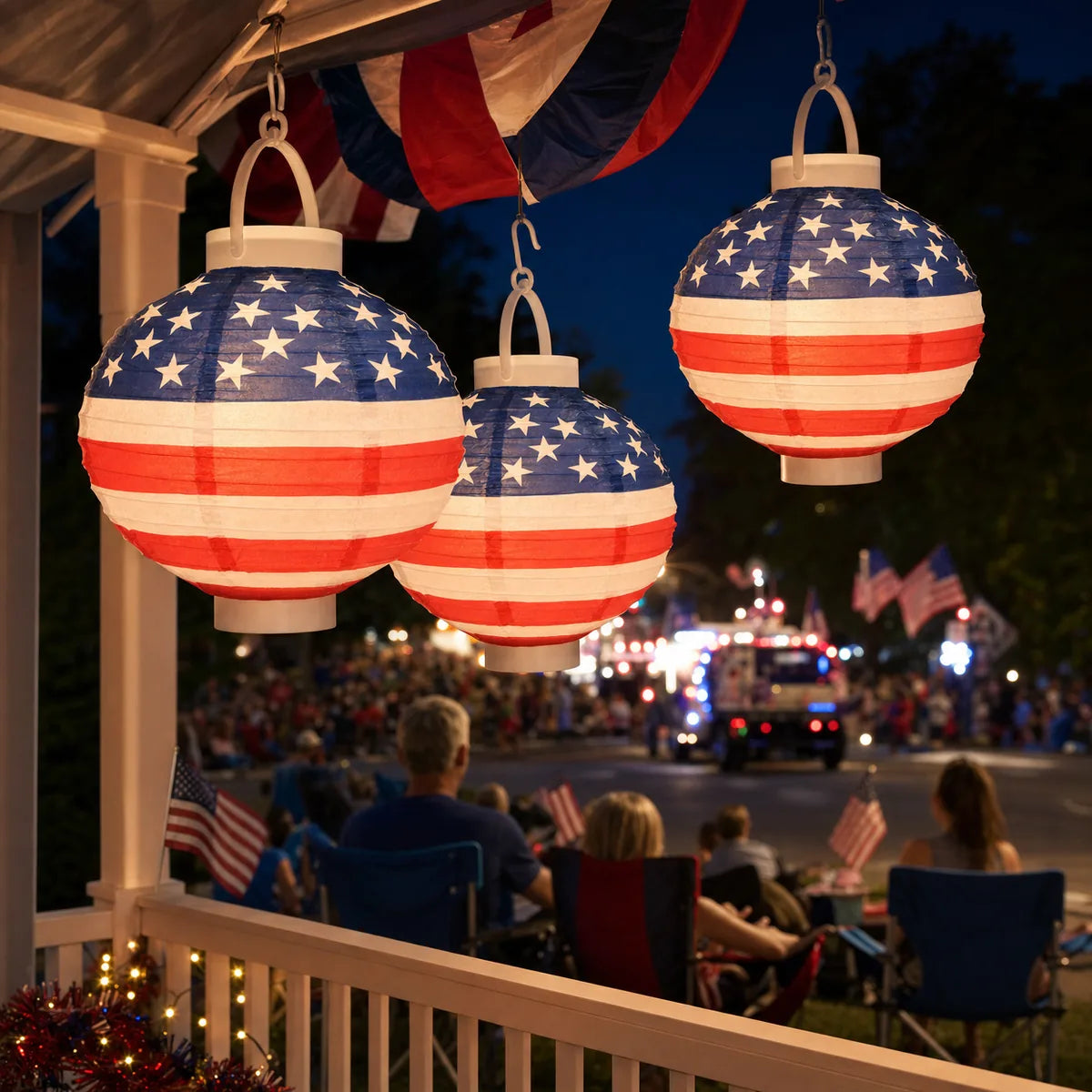 Light-Up Patriotic Party Paper Lanterns