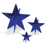 Blue 3D Foil Star Centerpieces - Assorted Sizes (3-Pack)