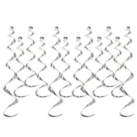 Silver Metallic Whirls Hanging Decorations (12-Pack)