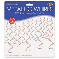Red Metallic Whirls Hanging Decorations - 12 Pcs