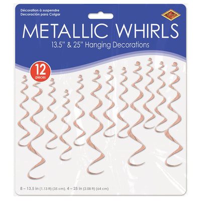 Red Metallic Whirls Hanging Decorations - 12 Pcs