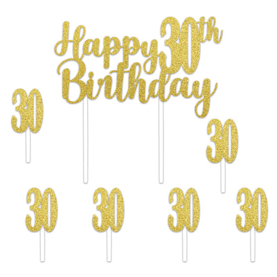 Happy 30th Birthday Cake Topper with "30" Picks