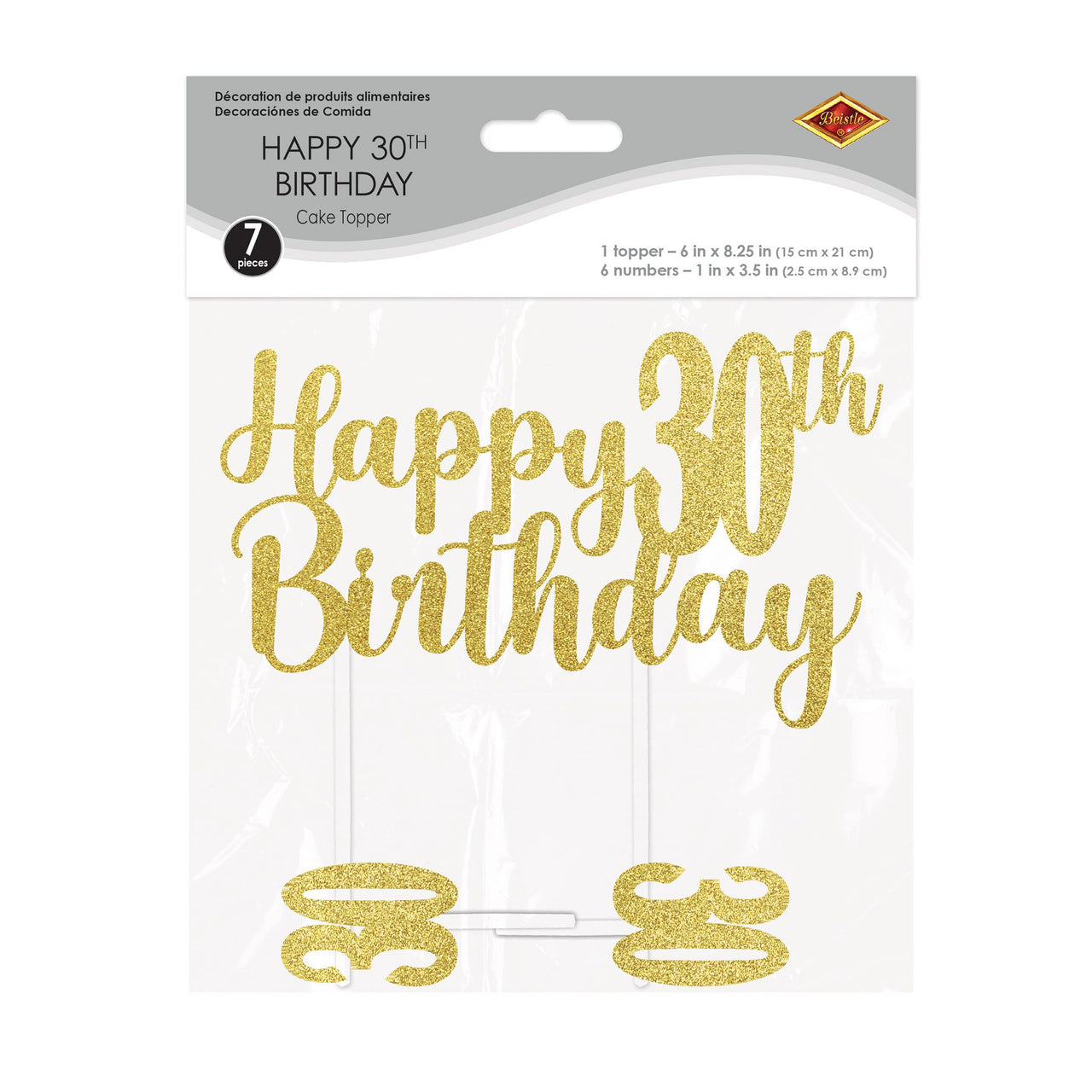 Happy 30th Birthday Cake Topper with "30" Picks