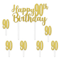 Happy 90th Birthday Cake Topper - 6 Picks Included