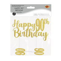 Happy 90th Birthday Cake Topper - 6 Picks Included