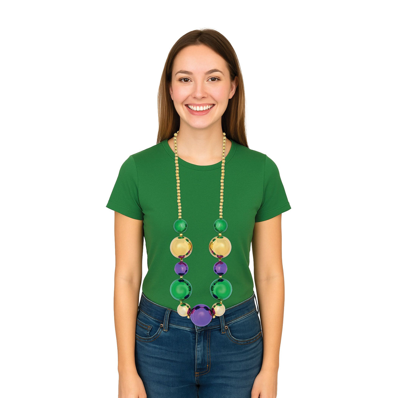 Jumbo Mardi Gras Beads - 4 ft 7 inch Round Party Necklace