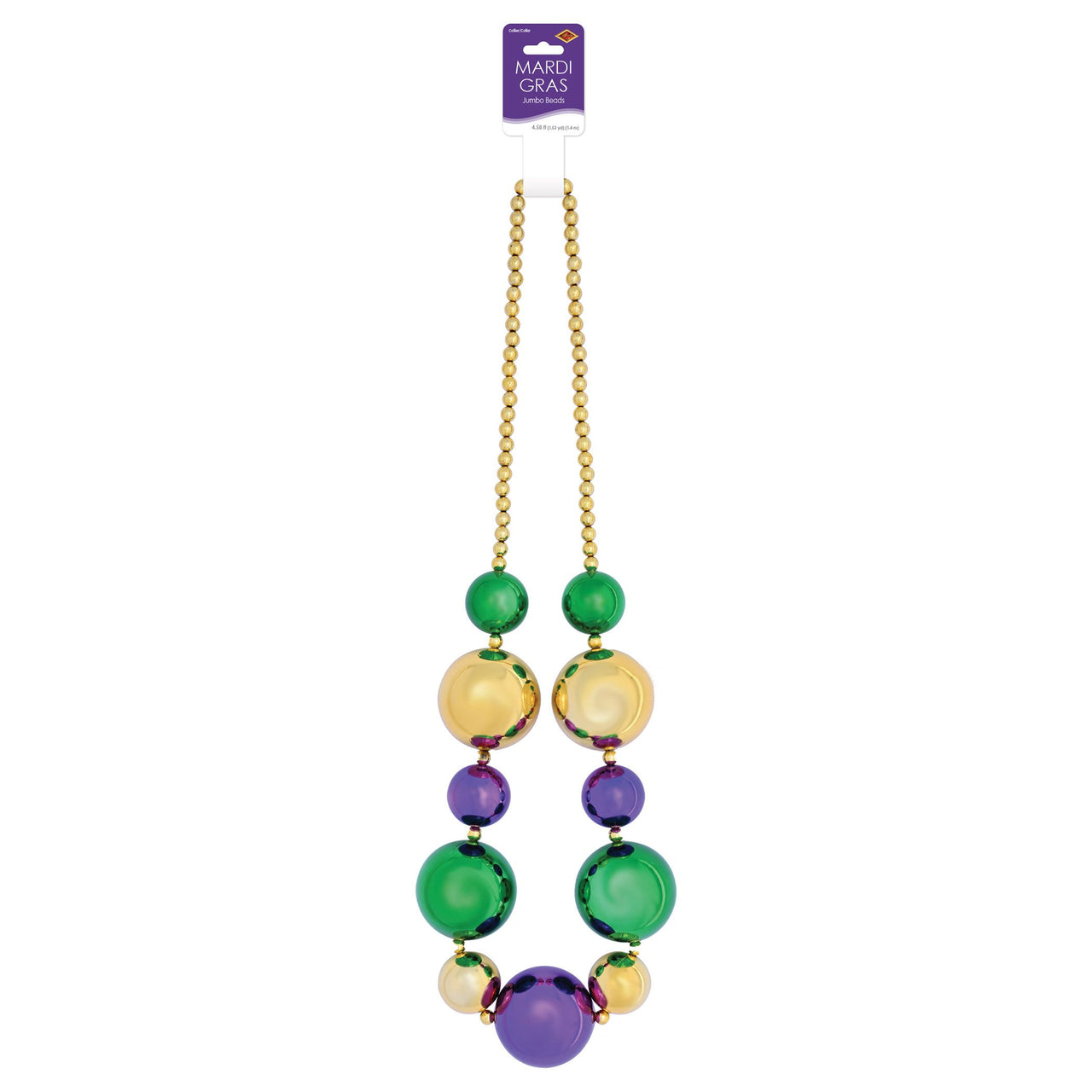 Jumbo Mardi Gras Beads - 4 ft 7 inch Round Party Necklace