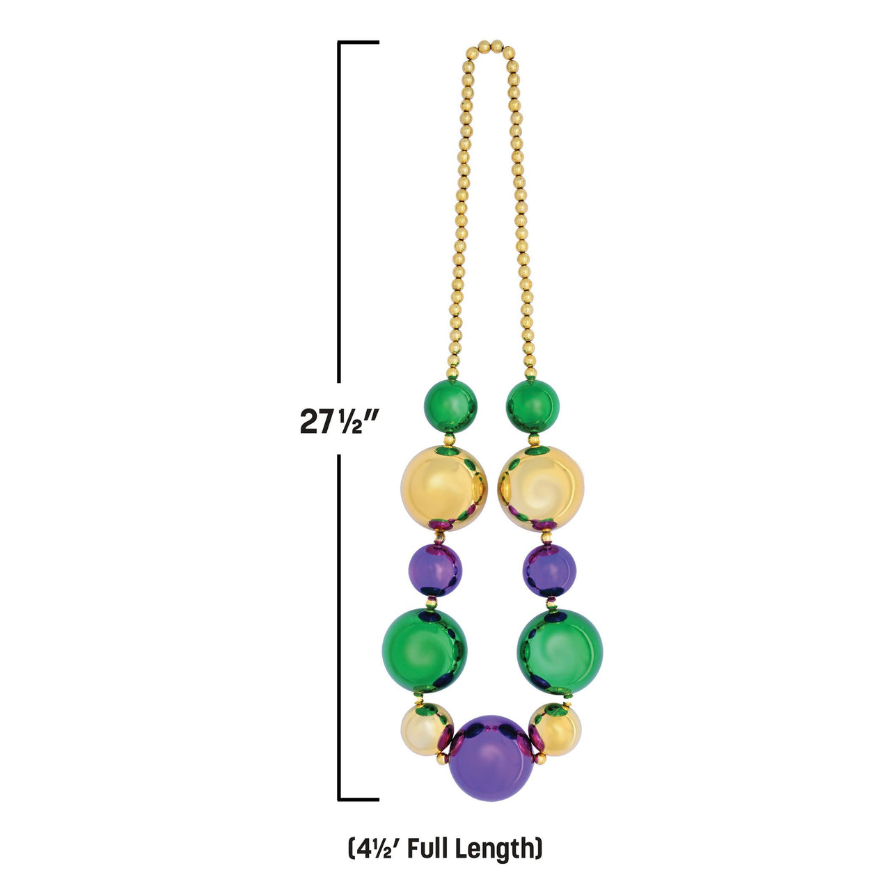 Jumbo Mardi Gras Beads - 4 ft 7 inch Round Party Necklace