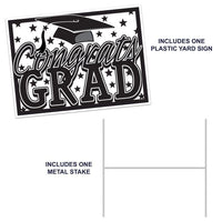 Black Plastic Congrats Grad Yard Sign