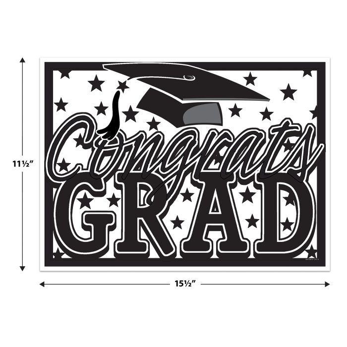 Black Plastic Congrats Grad Yard Sign