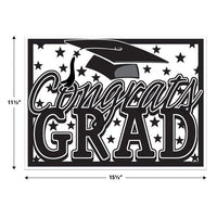 Black Plastic Congrats Grad Yard Sign
