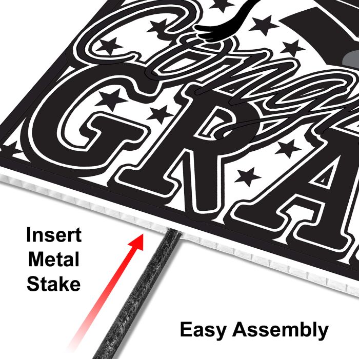 Black Plastic Congrats Grad Yard Sign
