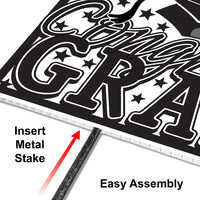 Black Plastic Congrats Grad Yard Sign