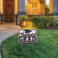 Burgundy Plastic Congrats Grad Yard Sign