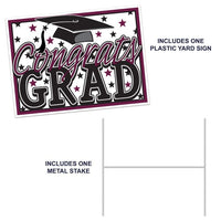 Burgundy Plastic Congrats Grad Yard Sign