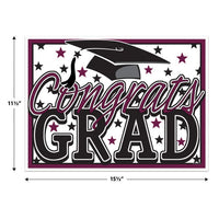 Burgundy Plastic Congrats Grad Yard Sign