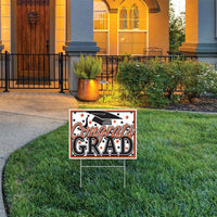 Orange Plastic Congrats Grad Yard Sign