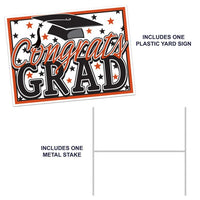 Orange Plastic Congrats Grad Yard Sign