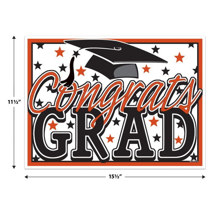 Orange Plastic Congrats Grad Yard Sign
