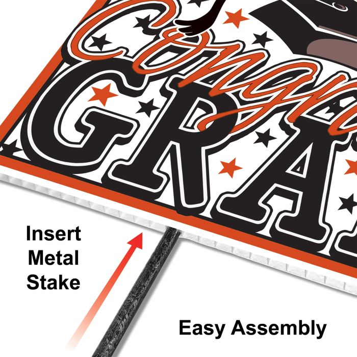 Orange Plastic Congrats Grad Yard Sign