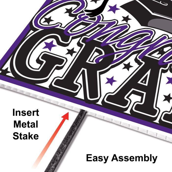 Purple Plastic Congrats Grad Yard Sign