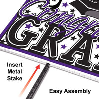 Purple Plastic Congrats Grad Yard Sign