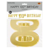 Happy 100th Birthday Streamer - Foil Banner Decoration
