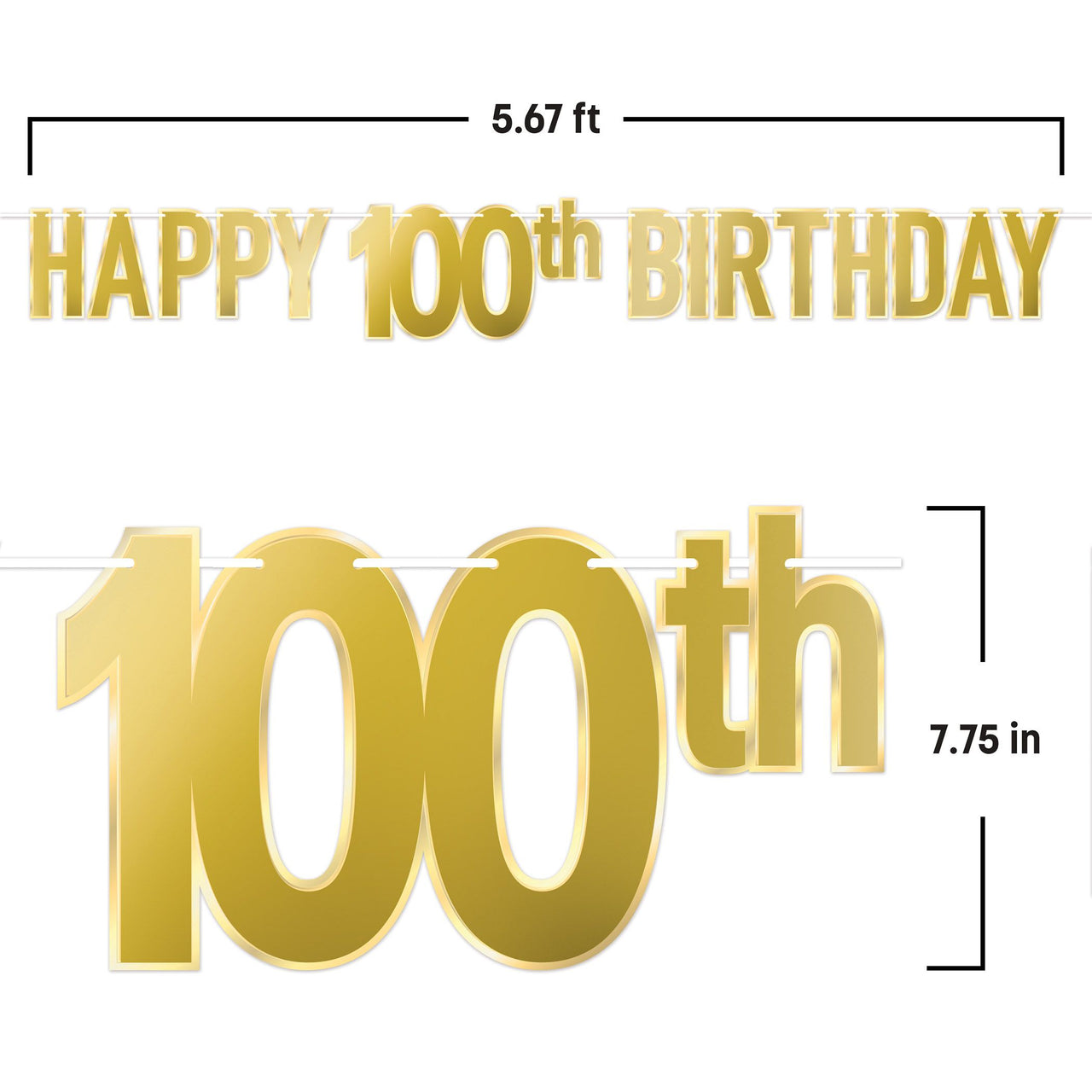 Happy 100th Birthday Streamer - Foil Banner Decoration