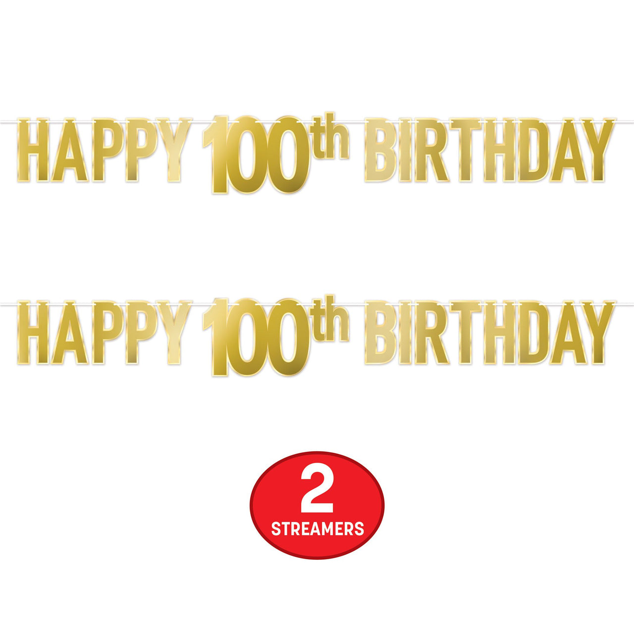 Happy 100th Birthday Streamer - Foil Banner Decoration