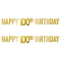 Happy 100th Birthday Streamer - Foil Banner Decoration