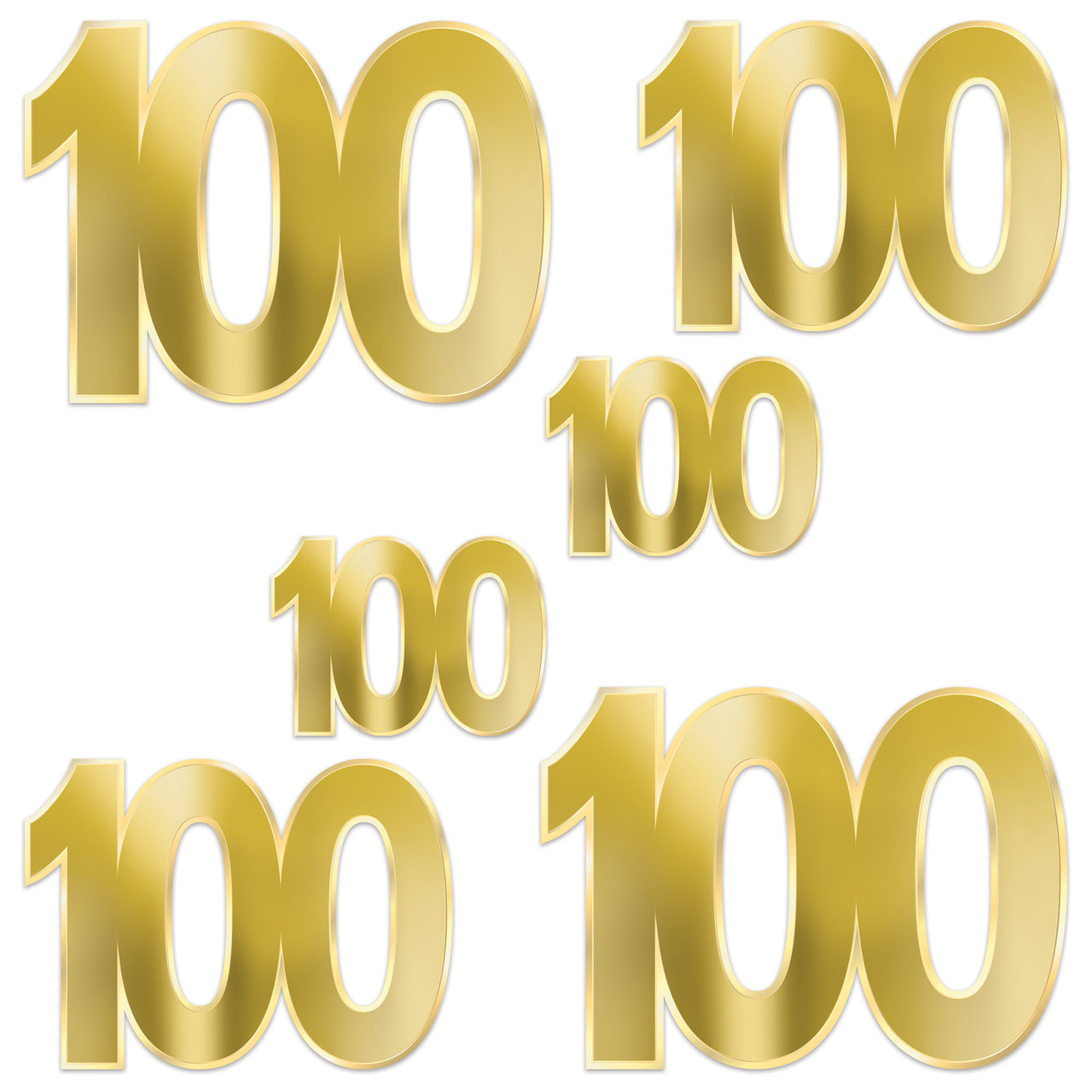 Gold Foil  100  Birthday Cutouts, 6.25"-12", Cutouts, Birthday-Age Specific