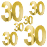 Gold Foil  30  Birthday Cutouts, 4.75