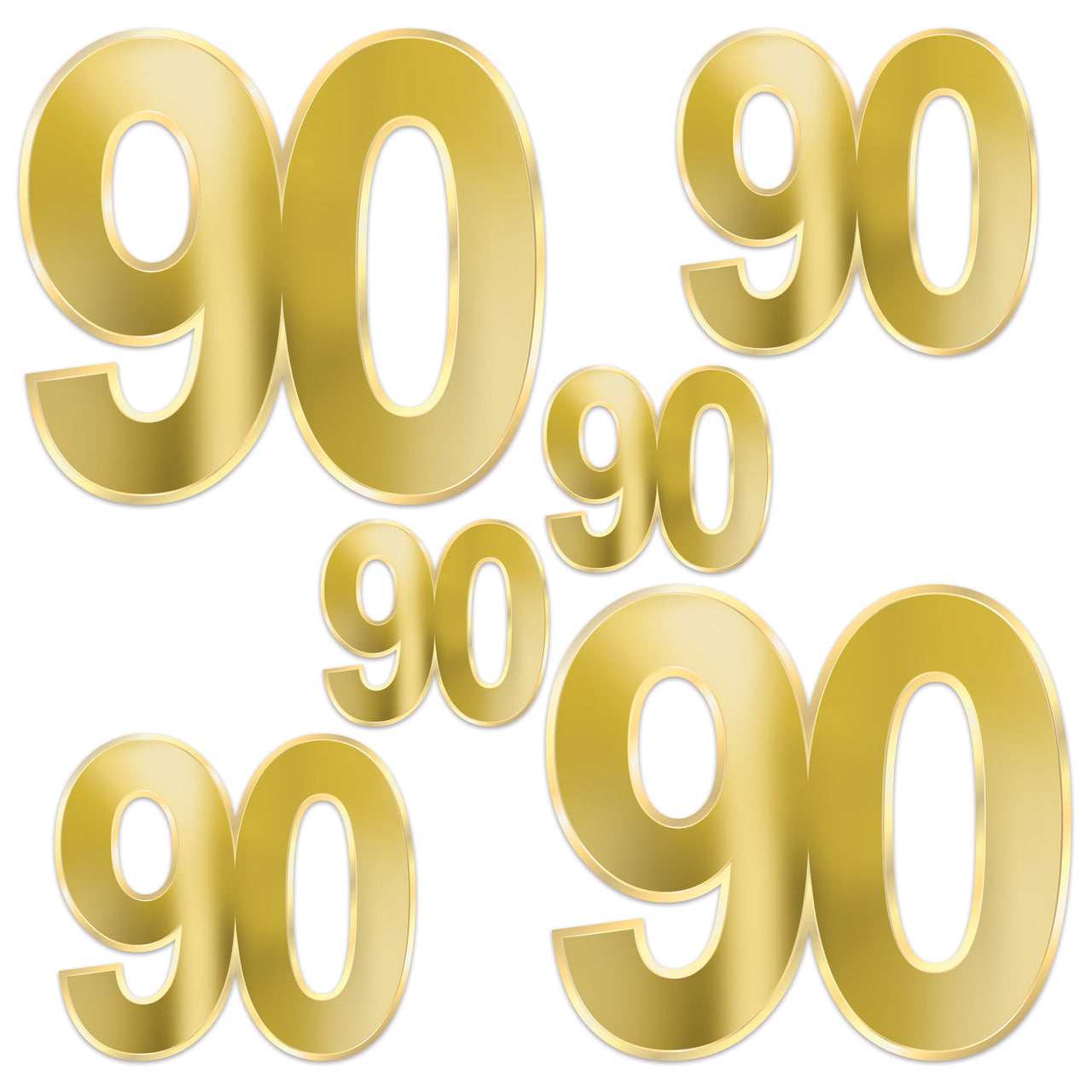 Gold Foil  90  Birthday Cutouts, 4.75"-12", Cutouts, Birthday-Age Specific