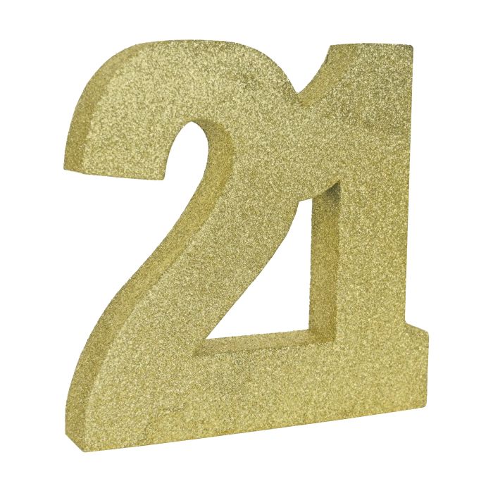 Gold Glitter 21st Birthday Centerpiece - 3D Decoration