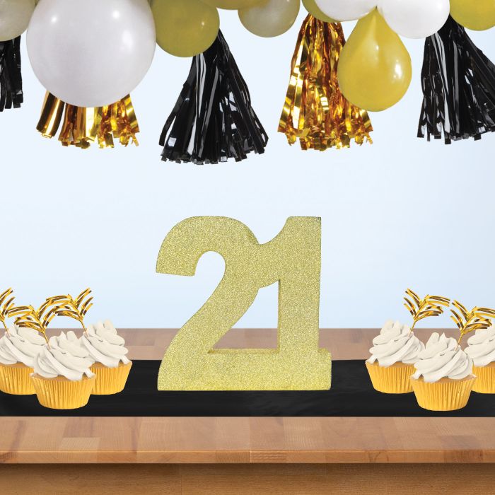 Gold Glitter 21st Birthday Centerpiece - 3D Decoration