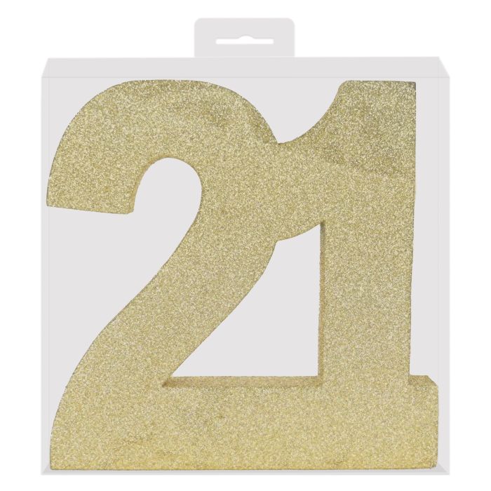 Gold Glitter 21st Birthday Centerpiece - 3D Decoration
