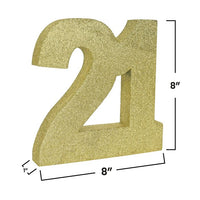 Gold Glitter 21st Birthday Centerpiece - 3D Decoration