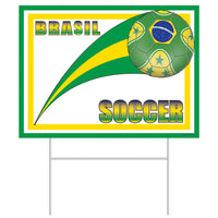 Brasil Soccer Yard Sign - All-Weather Plastic with H-Stake