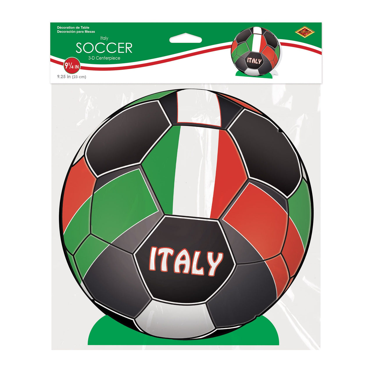 Italy 3D Soccer Centerpiece - 9.25 inch Sports Decoration