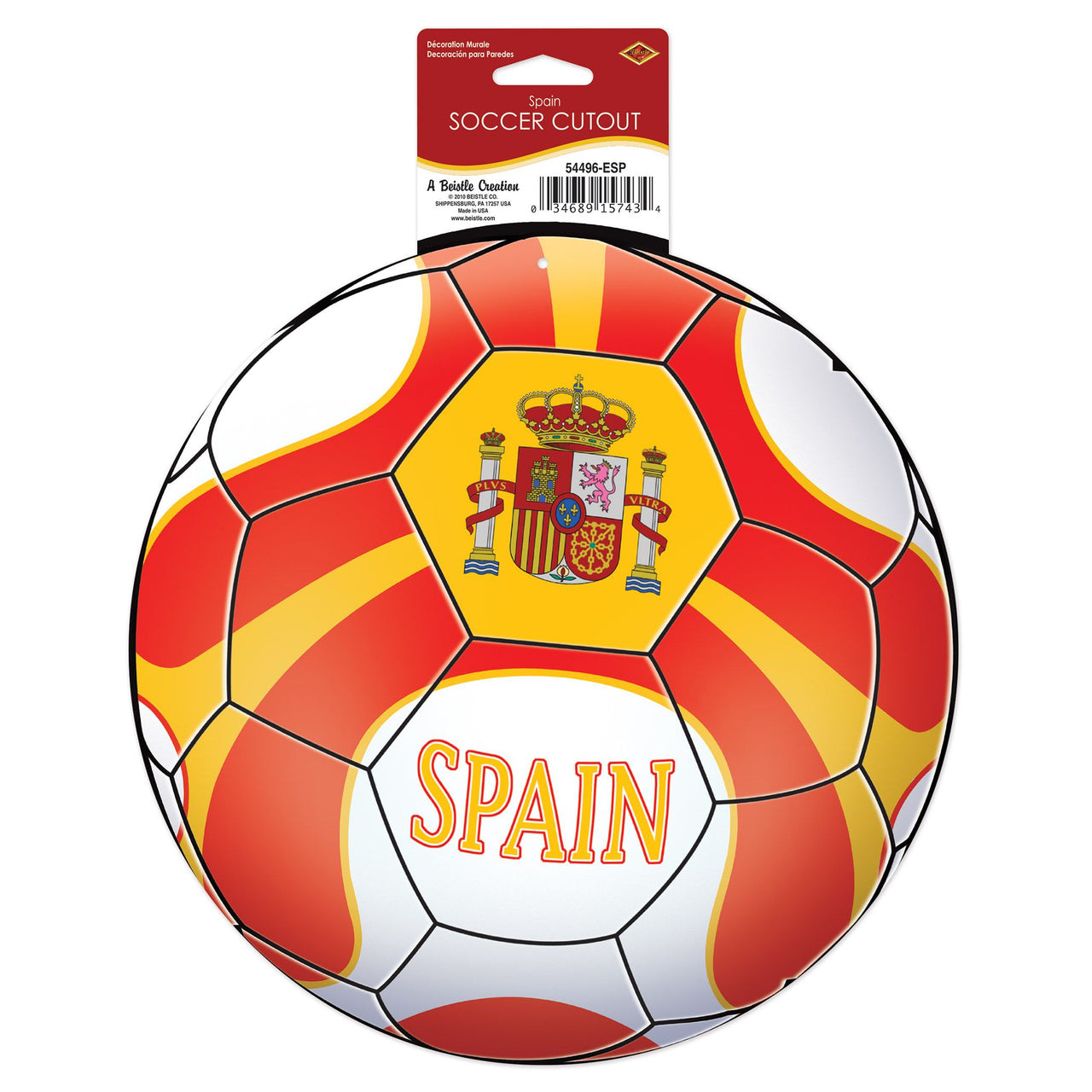 Spain Soccer Ball Cutout - 10" Double-Sided Decoration