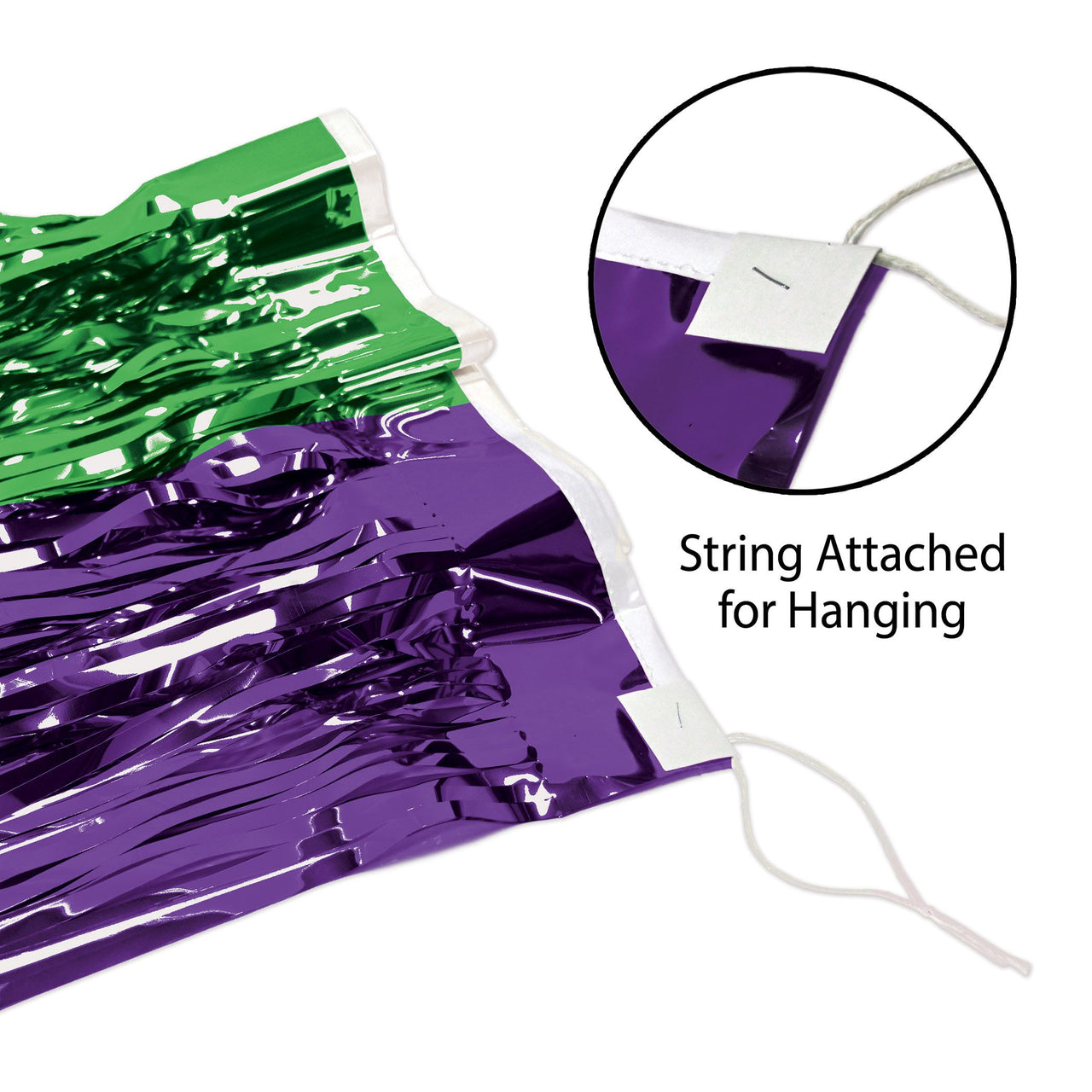 Mardi Gras Metallic Fringe Drape - Gold, Green, Purple (15"x10')