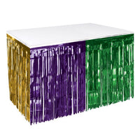 Mardi Gras Metallic Table Skirt - Gold, Green, Purple