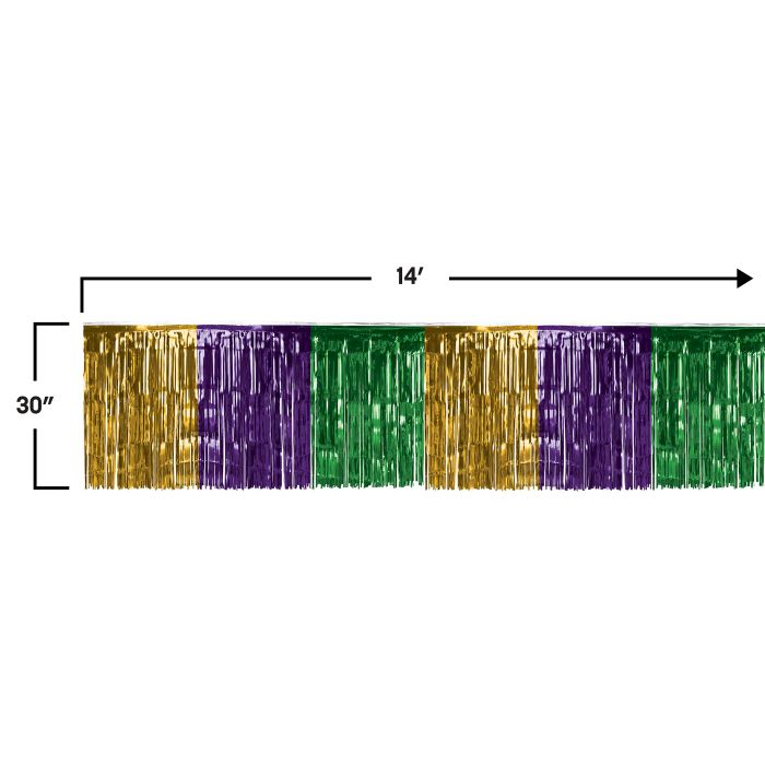 Mardi Gras Metallic Table Skirt - Gold, Green, Purple