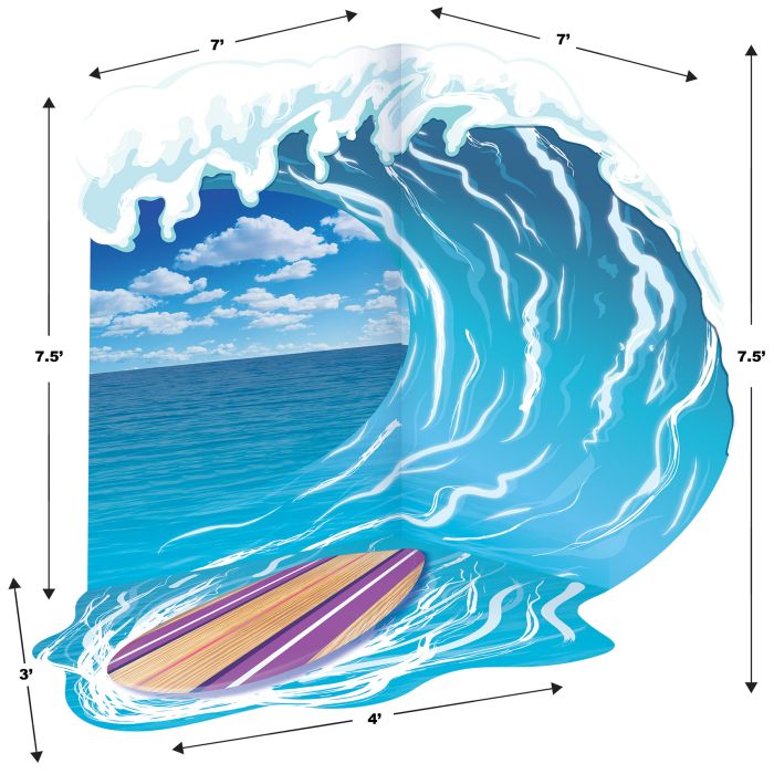 Luau Surfing Photo Prop Size and Dimensions