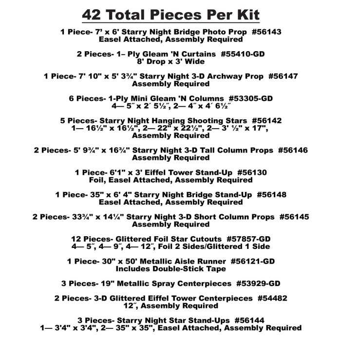 Beistle Paris Themed Prom Kit Components