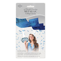 Blue Metallic Fringe Ceiling Curtain - 19.5