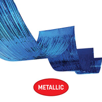 Blue Metallic Fringe Ceiling Curtain - 19.5