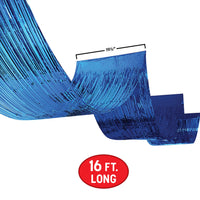 Blue Metallic Fringe Ceiling Curtain - 19.5