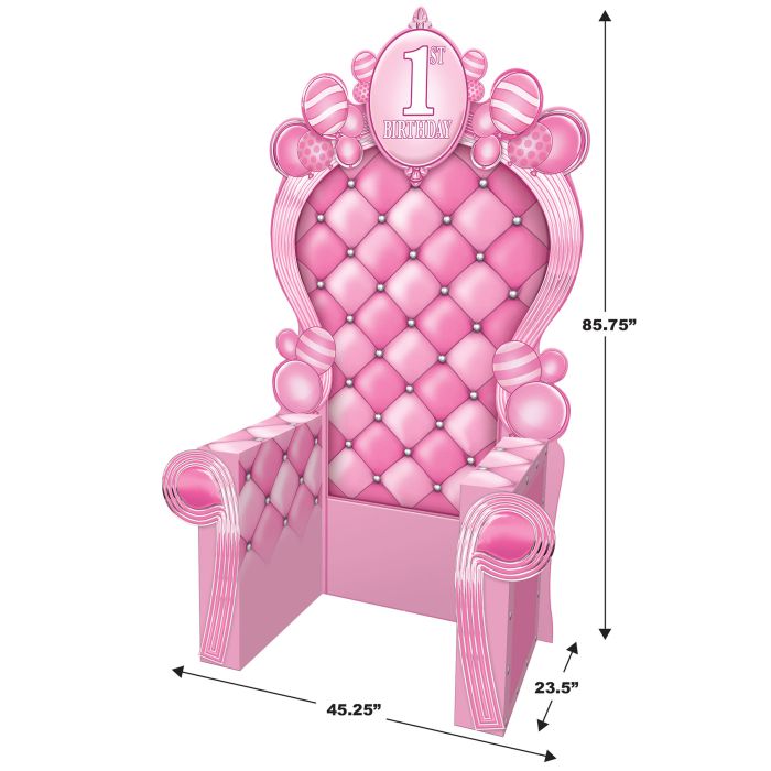 Pink 3-D 1st Birthday Throne Prop (1 per package)